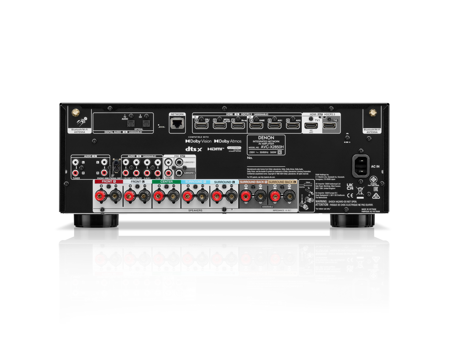 Denon AVC-X2850H 7.2 Ch. 95W 8K AV Amplifier with HEOS® Built-in -Each (Black)