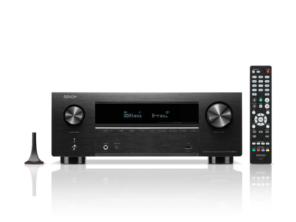 Polk Reserve R600 Floorstanding Speakers - Pair (Black) + Denon AVR-X2800H 7.2 Ch. AV Receiver with HEOS® Built-in