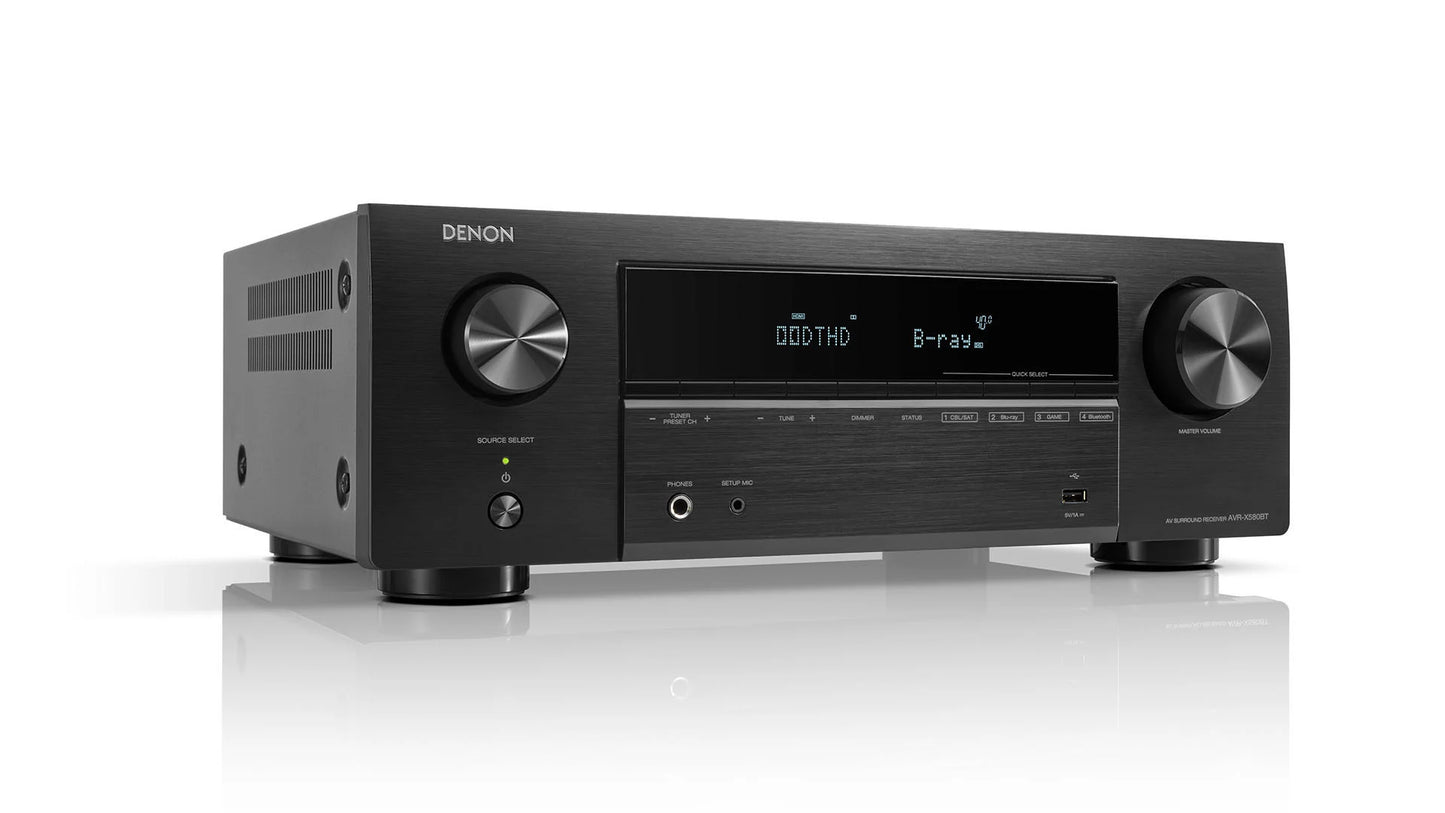 Polk T50 5.0 Home Theatre System (Black) + Denon AVR-X580BT 5.2 Channel AV Receiver (Black)