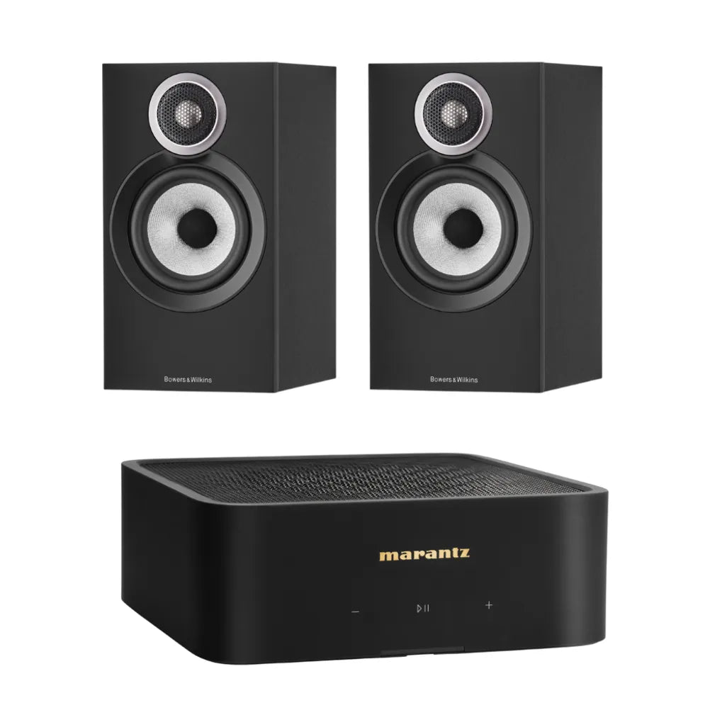 Bowers & Wilkins 607 S3 Bookshelf Speakers - Pair (Black) + Marantz Model M1 Network Amplifier - Each (Black)