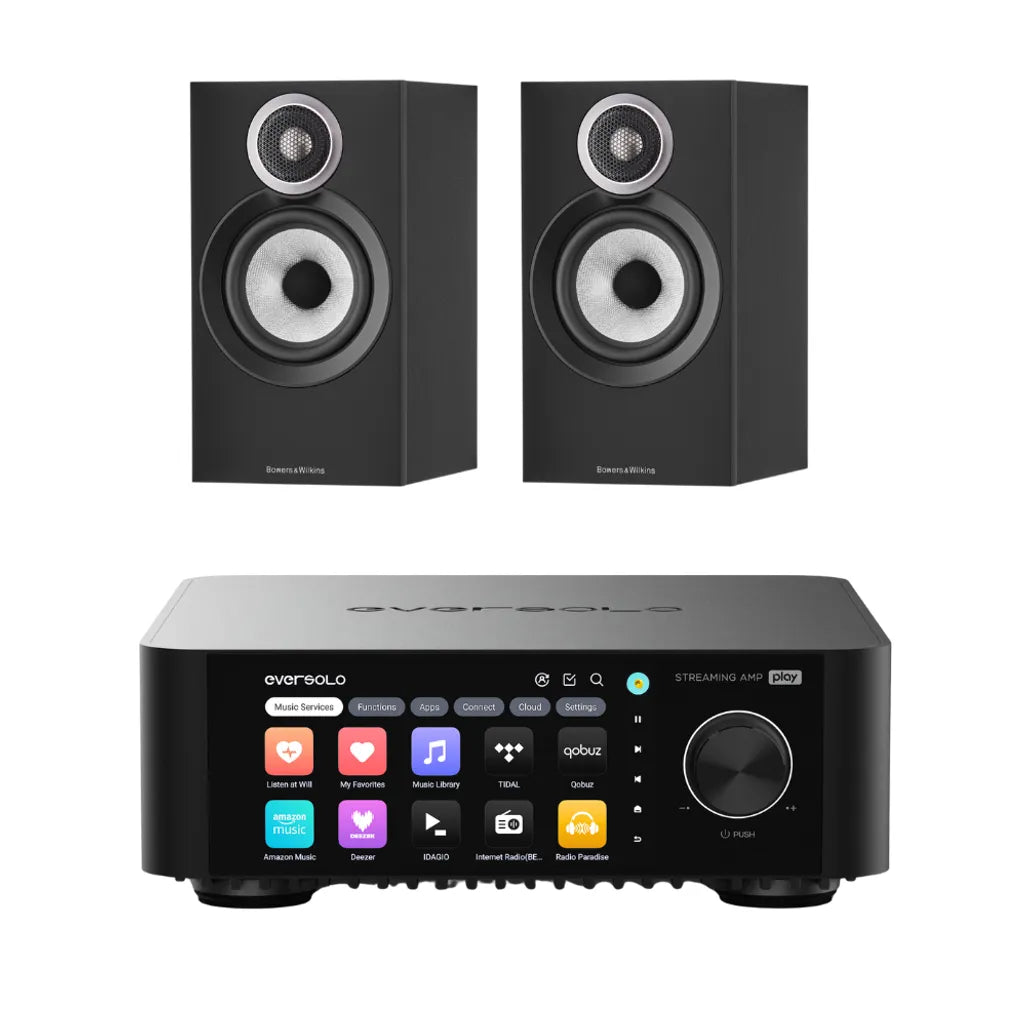 Eversolo PLAY Streaming Amplifier (Black) + Bowers & Wilkins 607 S3 Bookshelf Speaker - Pair (Black)