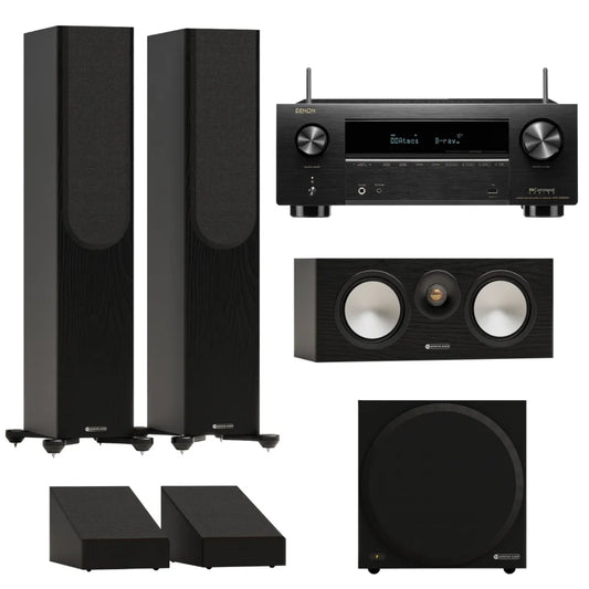 Monitor Audio Bronze 300 5.1 Home Theatre System + Denon AVR-X2800H 7.2 Ch. AV Receiver (Black)