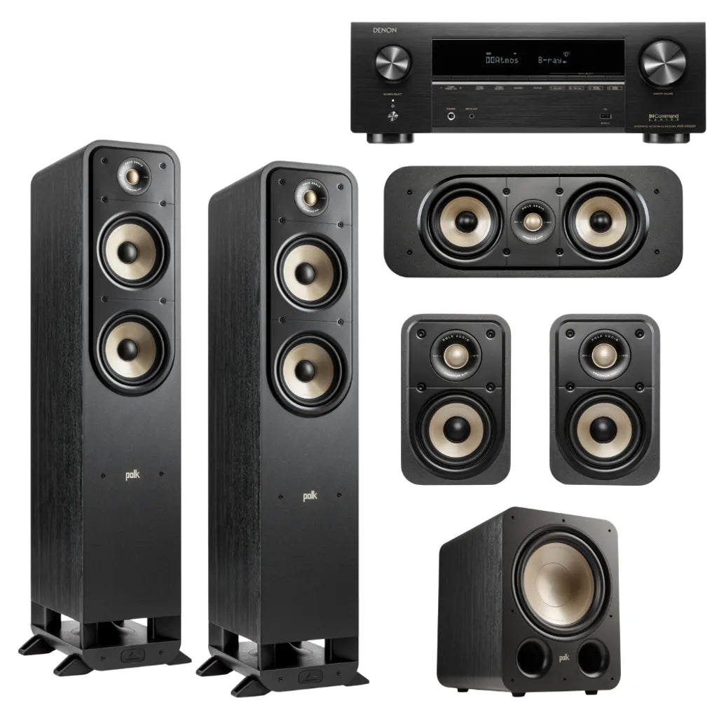 Polk Audio Signature Elite ES55 5.1 Home Theatre System (Black) + Denon AVR-X1800H 7.2 Ch. AV Receiver (Black)