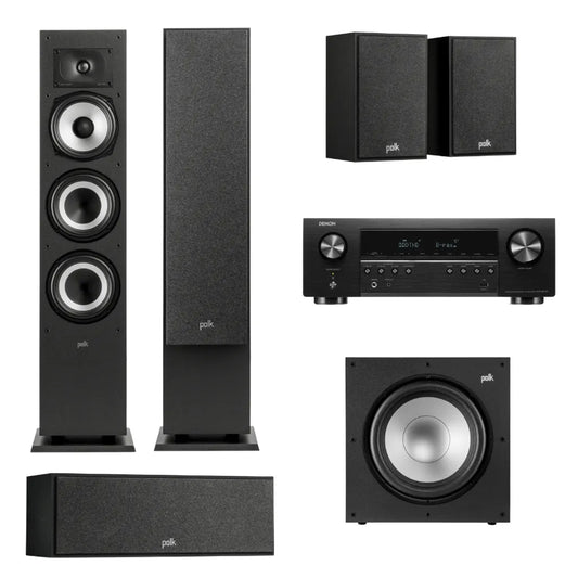 Polk Audio Monitor XT60 5.1 Home Theatre System (Black) + Denon AVR-S670H AV Receiver (Black)