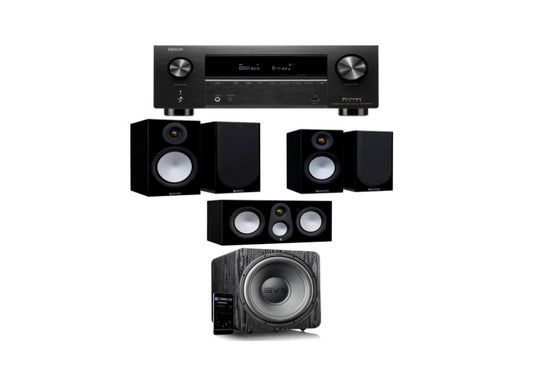 Monitor Audio Silver 100 5.1 Home Theatre System (Gloss Black) + Denon AVR-X2800H AV Receiver (Black)