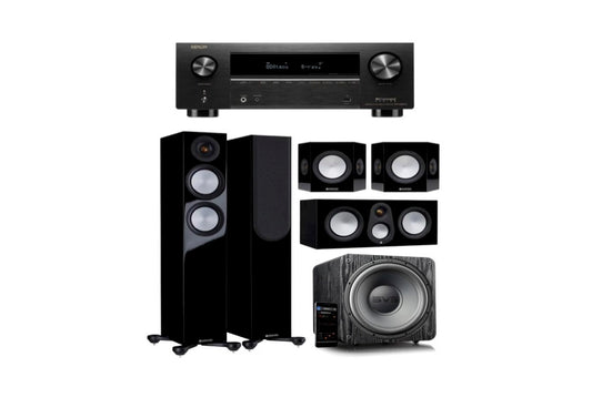 Monitor Audio Silver 200 Home Theatre System (Gloss Black) + Denon AVR-X2800H AV Receiver (Black)