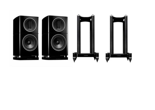 Wharfedale Elysian 1 Standmount Speaker - Piano Black - With Stand - Black