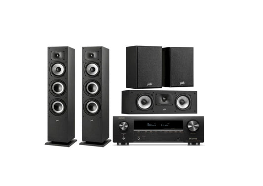 Polk Monitor XT60 Home Theatre System (Black) + Denon AVR-X1800H AV Receiver (Black)