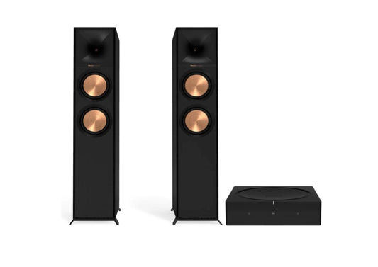 Klipsch Reference R-600F Floorstanding Speaker (Black) + SONOS Amp Stereo Amplifier (Black)