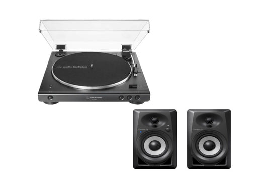 Audio-Technica AT-LP60XBT Turntable + Pioneer DJ DM-40D-BT Desktop Monitors Bundle