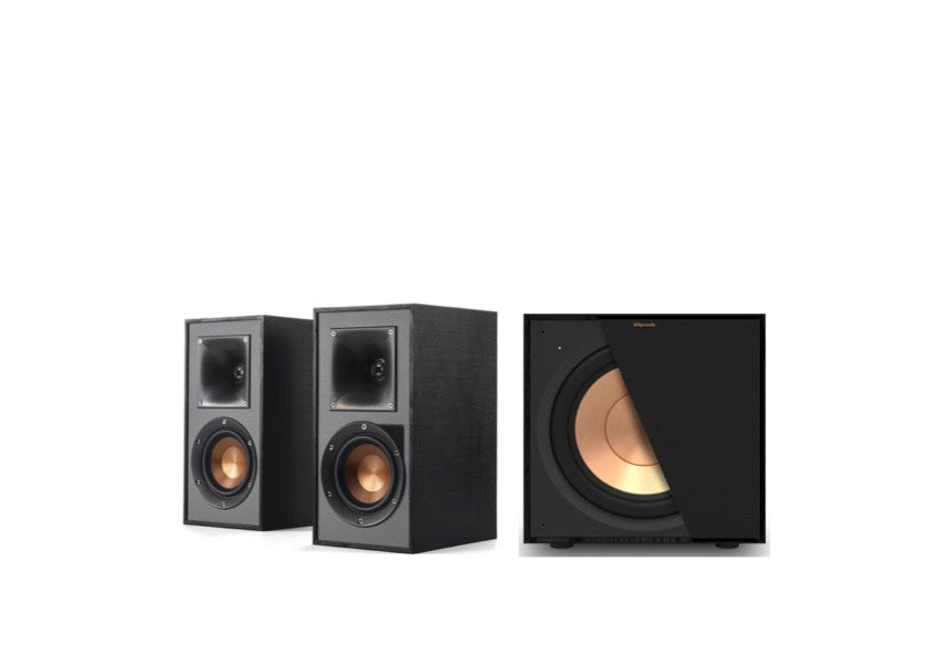 Klipsch R-41PM Powered Bookshelf Speakers - Black (Pair) + Klipsch R-101SW Subwoofer - Black (Each)