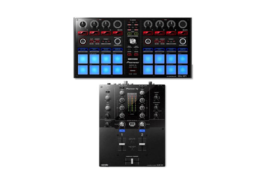 Pioneer DJ DJM-S3 2-Channel DJ Mixer for Serato DJ Pro (Black) + Pioneer DJ DDJ-SP1 Sub Controller for Serato DJ Pro (Black)