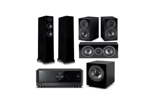 Wharfedale Diamond 5.1 Home Theater System with Yamaha RX-V4A Amplifier - Black