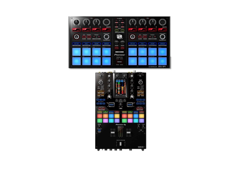 Pioneer DJ DJM-S11 Professional Scratch Style 2-Channel DJ Mixer (Black) + Pioneer DJ DDJ-SP1 Sub Controller for Serato DJ (Black)