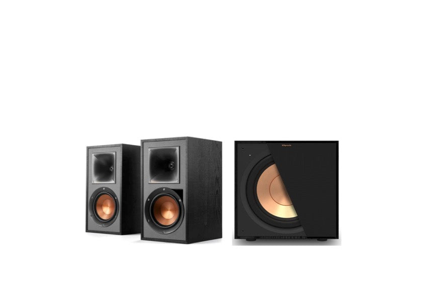 Klipsch R-51PM Powered Bookshelf Speakers - Black (Pair) + Klipsch R-101SW Subwoofer - Black (Each)