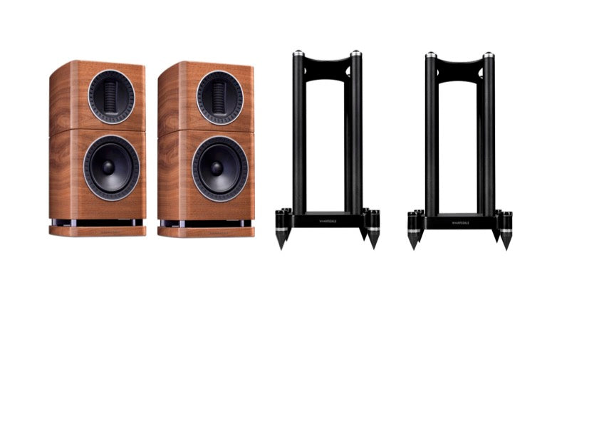 Wharfedale Elysian 1 Standmount Speaker -Pair - Walnut - With Stand - Black