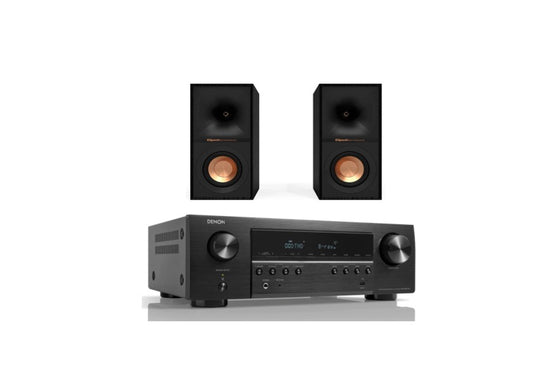 Denon AVR-S670H AV Receivers (Black) + Klipsch R-40M Bookshelf Speakers - Pair (Black)