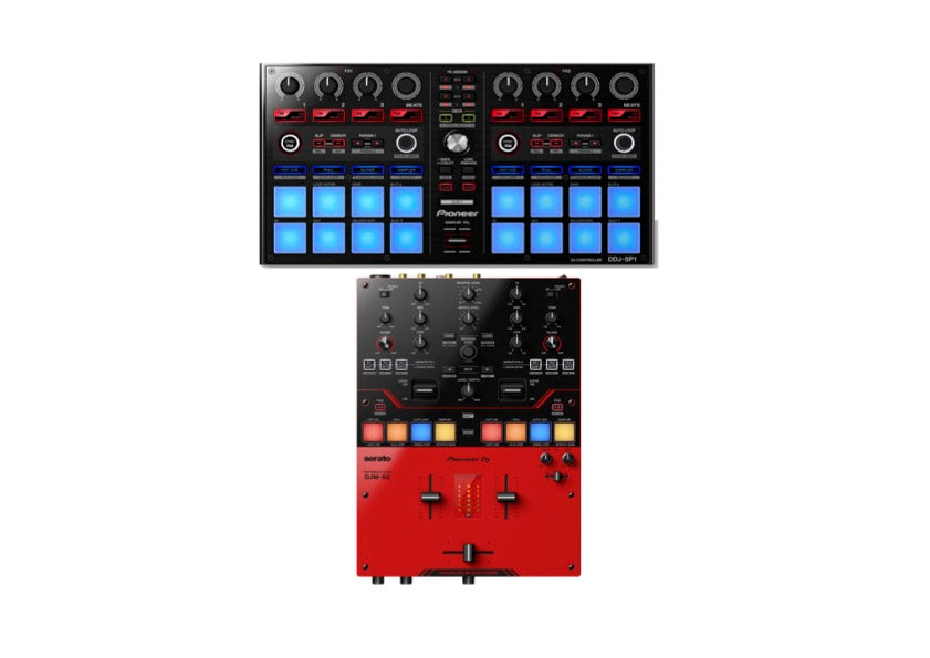 Pioneer DJ DJM-S5 Scratch-Style 2-Channel DJ Mixer (Black & Red) + Pioneer Dj DDJ-SP1 Sub Controller for Serato DJ (Black)