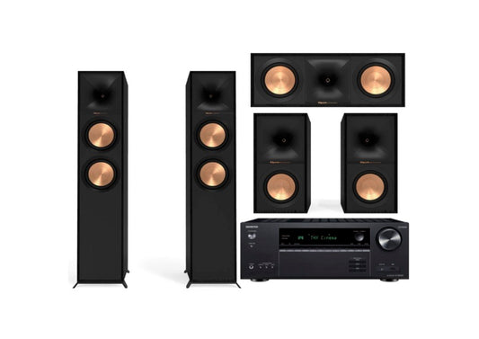 Klipsch R-600F 5.0 Home Theatre Package (Black) + Onkyo TX-NR6100 AV Receiver