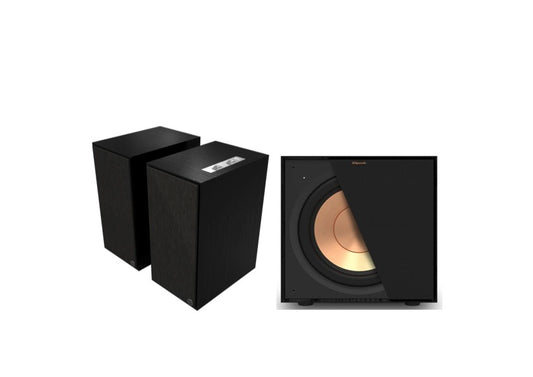 Klipsch The Nines 8" Powered Speakers - Black (Pair) + Klipsch R-101SW Subwoofer - Black (Each)