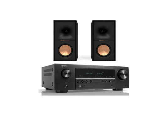 Denon AVR-S670H AV Receivers (Black) + Klipsch R-50M Bookshelf Speaker - Pair (Black)