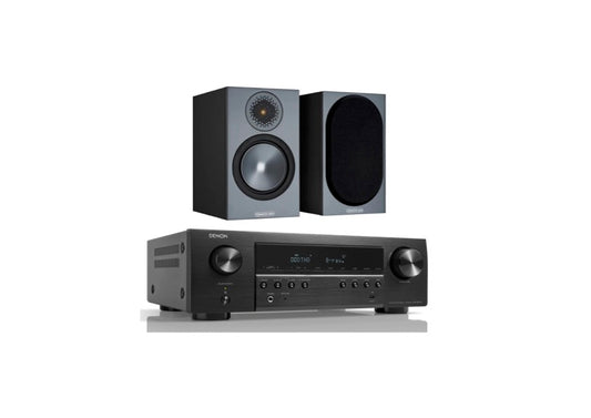 Denon AVR-S670H AV Receivers (Black) + Monitor Audio BRONZE 50 Bookshelf Speaker - Pair (Black)