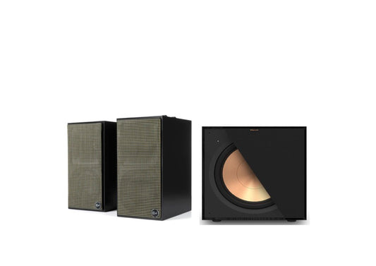Klipsch The Fives Stereo Powered Speakers - Black (Pair) + Klipsch R-121SW Subwoofer - Black (Each)
