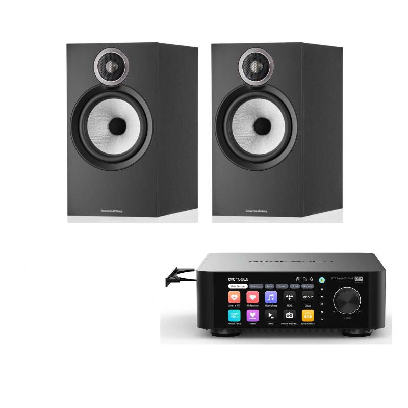 Eversolo PLAY Streaming Amplifier (Black) + Bowers & Wilkins 606 S3 Bookshelf Speaker - Pair (Black)