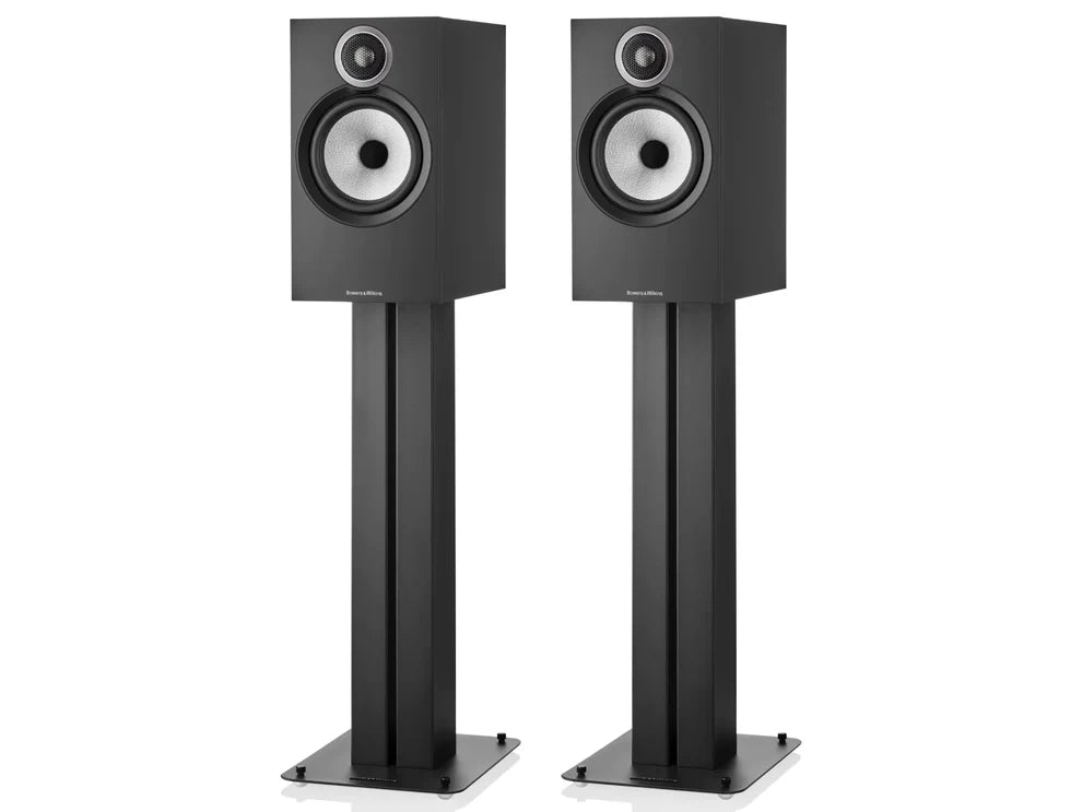 Bowers & Wilkins 606 S3 Bookshelf Speaker - Pair (Black) + Denon HEOS Amp HS2 (Silver)