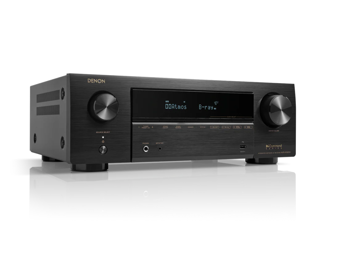 Denon AVR-X1800H 7.2 Ch. 80W 8K AV Receiver (Black) + Polk Monitor XT60 Floorstanding Speakers - Pair (Black)