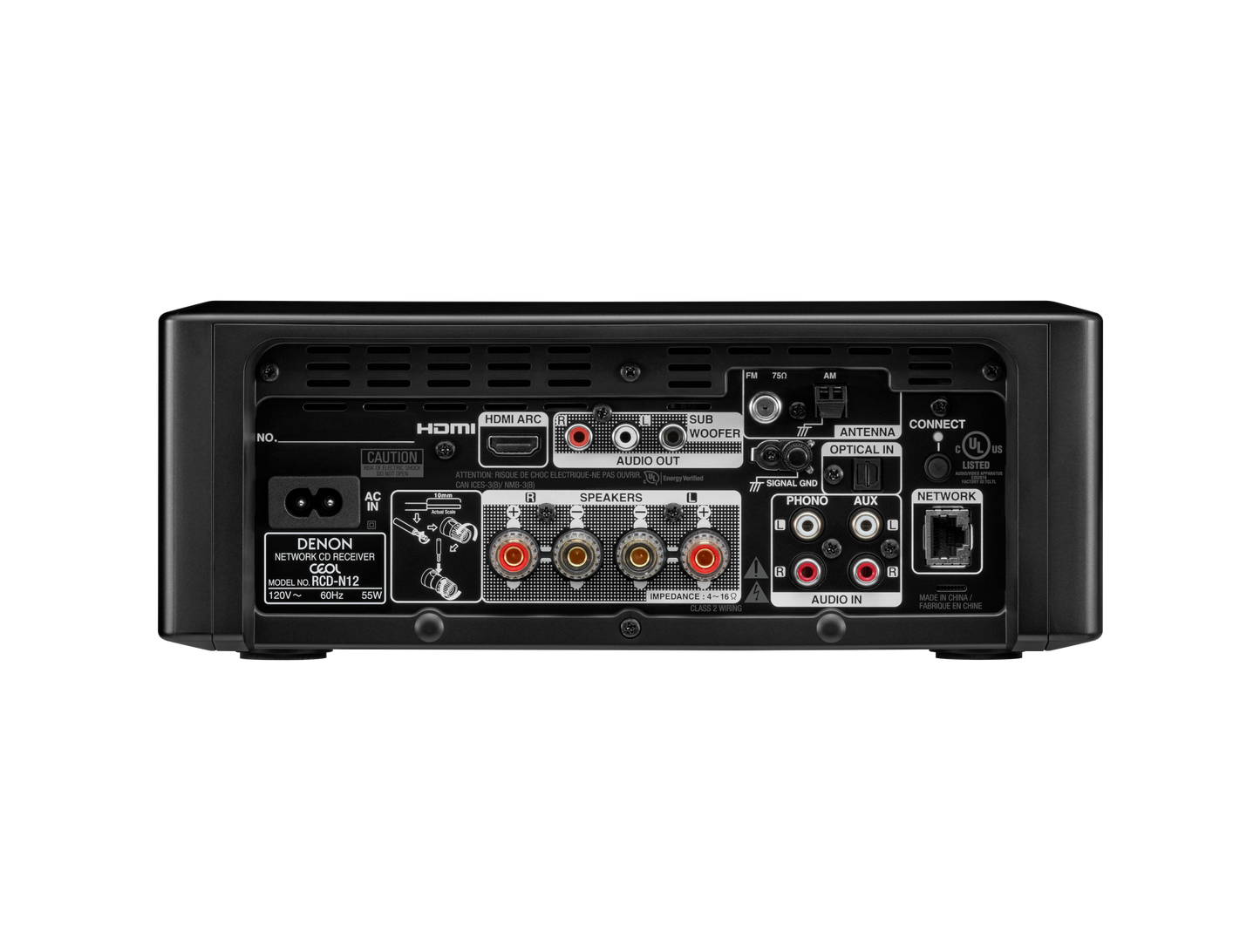 Denon CEOL N-12 Mini all-in-one Hi-Fi system with CD player, radio, Powered by HEOS™ - Black