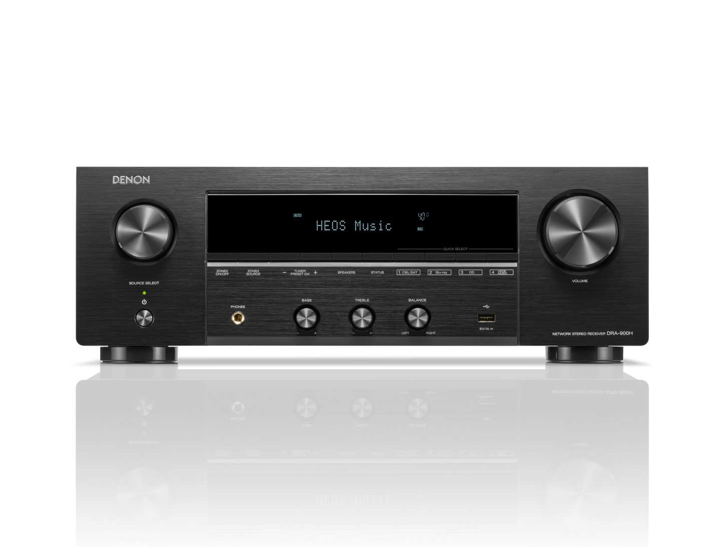 Monitor Audio Bonze 50 7G Bookshelf Speaker - Pair (Black) + Denon DRA-900H Network Receiver (Black)