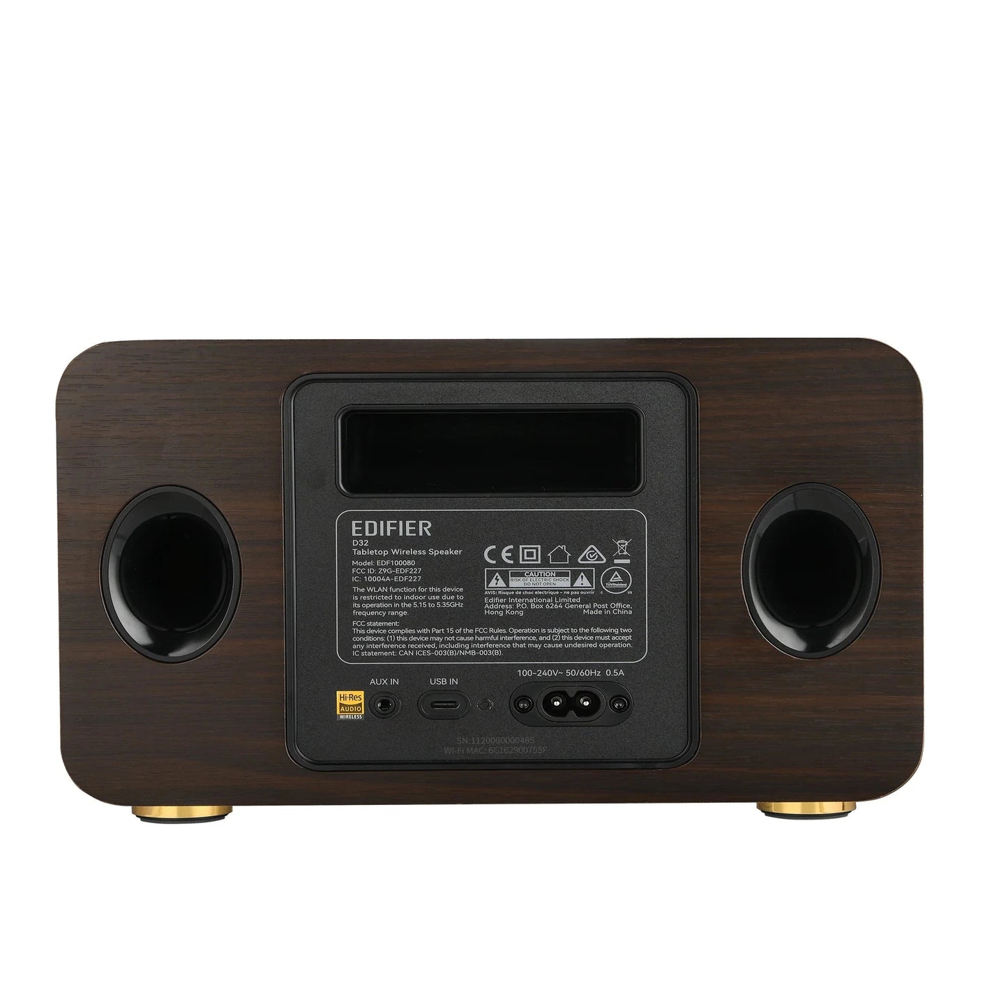 Edifier D32 Tabletop Wired & Portable Bluetooth Speaker - Each - Black Walnut