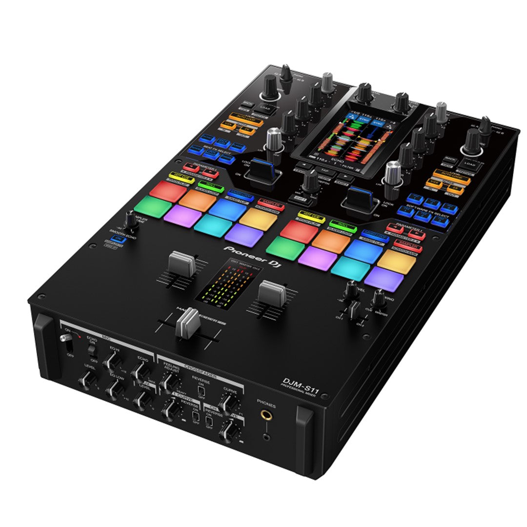 Pioneer DJ DJM-S11 Professional Scratch Style 2-Channel DJ Mixer (Black) + Pioneer DJ DDJ-SP1 Sub Controller for Serato DJ (Black)