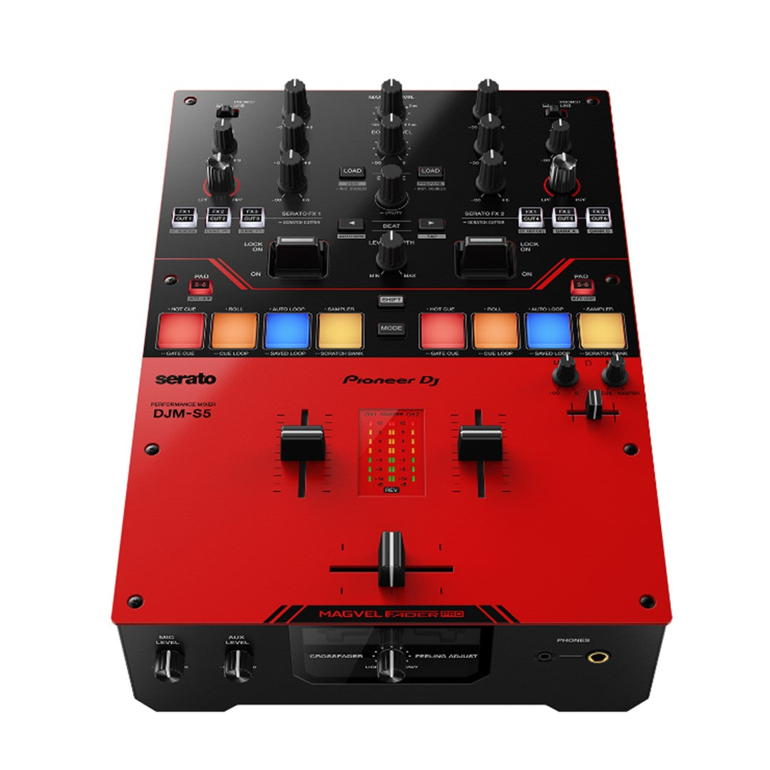 Pioneer DJ DJM-S5 Scratch-Style 2-Channel DJ Mixer (Black & Red) + Pioneer Dj DDJ-SP1 Sub Controller for Serato DJ (Black)