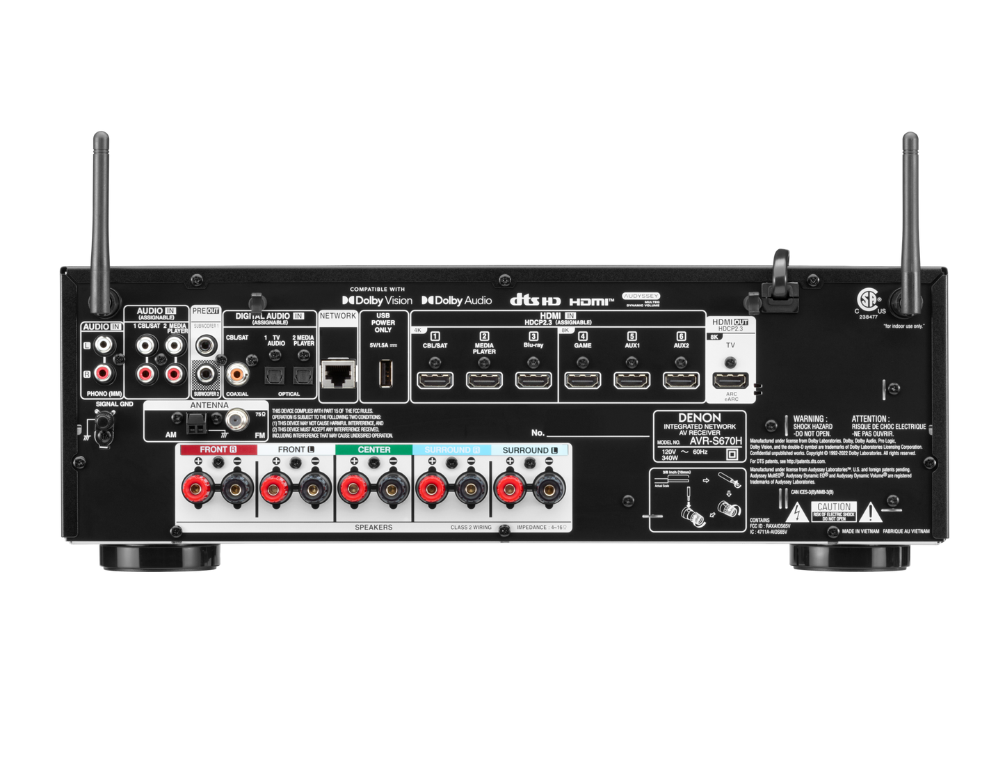 Polk Audio Monitor XT60 5.1 Home Theatre System (Black) + Denon AVR-S670H AV Receiver (Black)