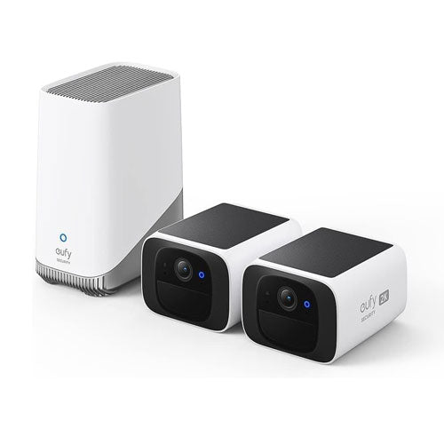 Eufy Security SoloCam S220 2-Cam Kit with HomeBase 3 – Pair - (White)