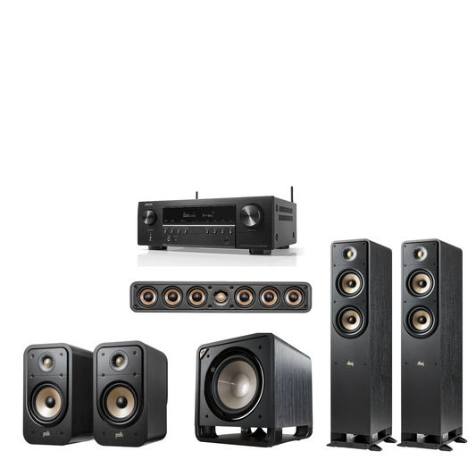 Polk Audio Home Theater System 5.1 with Denon AVRX1700H AV Receiver - Black
