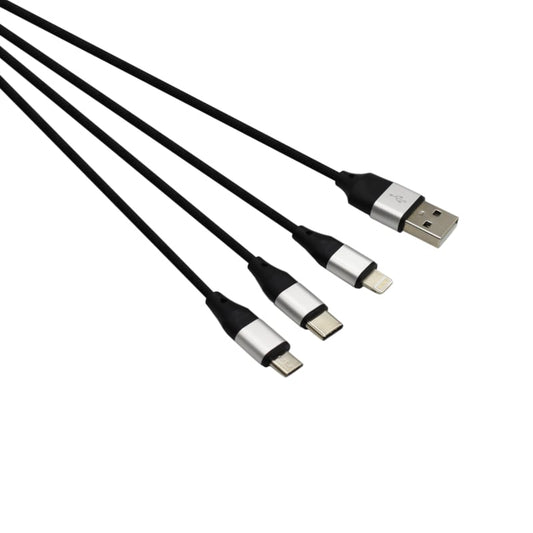 GIZZU 3in1 USB to Micro USB/Type-C/Lightning 1.2m Cable – Black