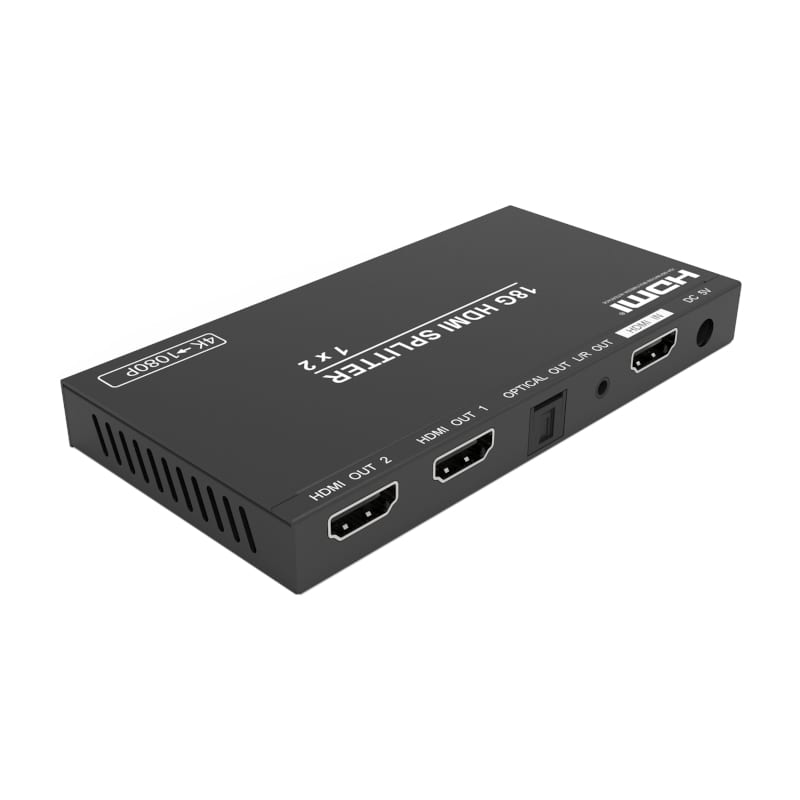 HDCVT 1×2 HDMI 2.0 Splitter with Scaler/Audio Extract EDID HDCP 2.2