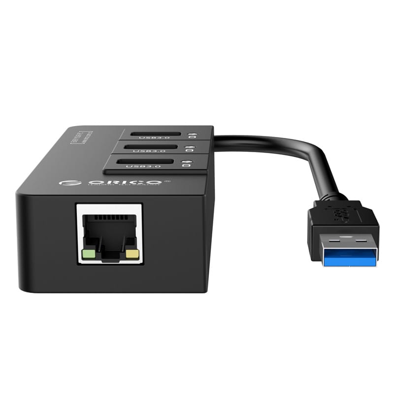 ORICO 3 Port USB3.0 Hub With Gigabit Ethernet Adapter – Black