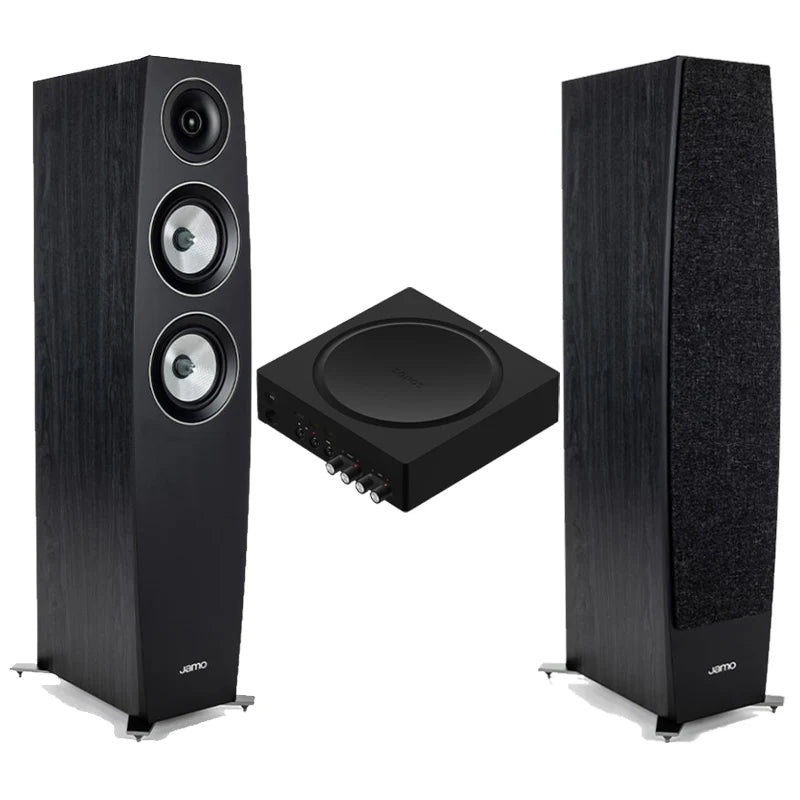 Jamo C95 II Floorstanding Speakers (Black) + Sonos Amp Stereo Amplifier (Black)