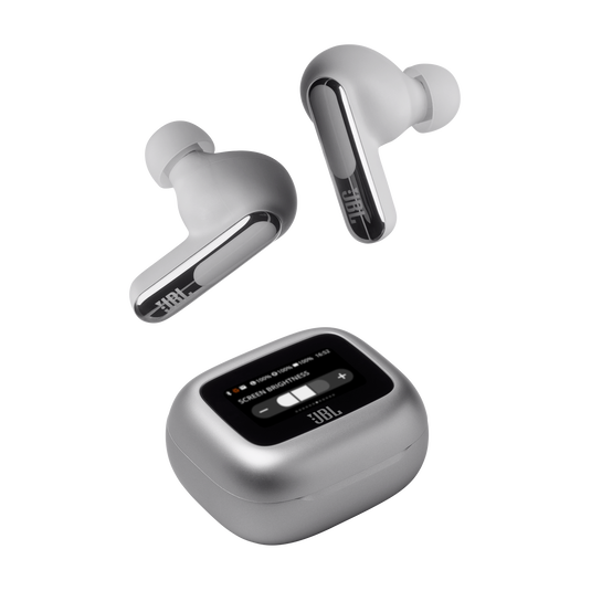 JBL Live Beam 3 True Wireless Noise-Canceling Earbuds with Stick-Closed Design and Smart Charging Case - Silver