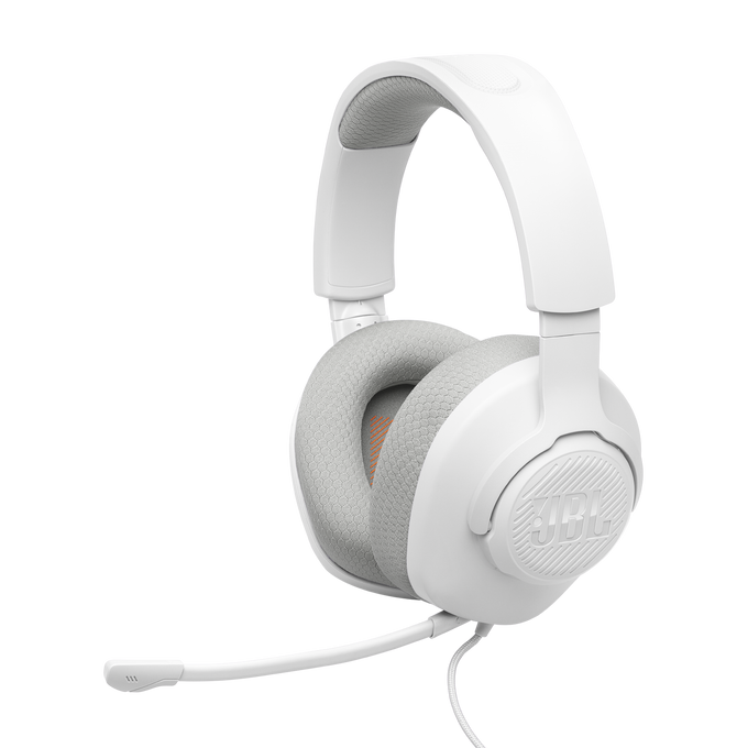 JBL Quantum 100M2 Wired Over-Ear Gaming Headset with Omnidirectional Detachable Mic - White