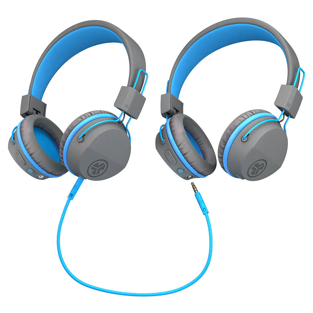 JLab Audio JBuddies Studio Wireless & Wired On-Ear Kids Headphones - Blue/Grey