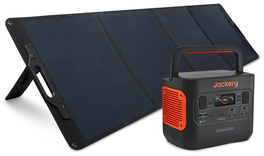 Jackery Explorer 2000 PRO Portable Power Station and Evocharge SUNMASTER 200W Pro Solar Panel