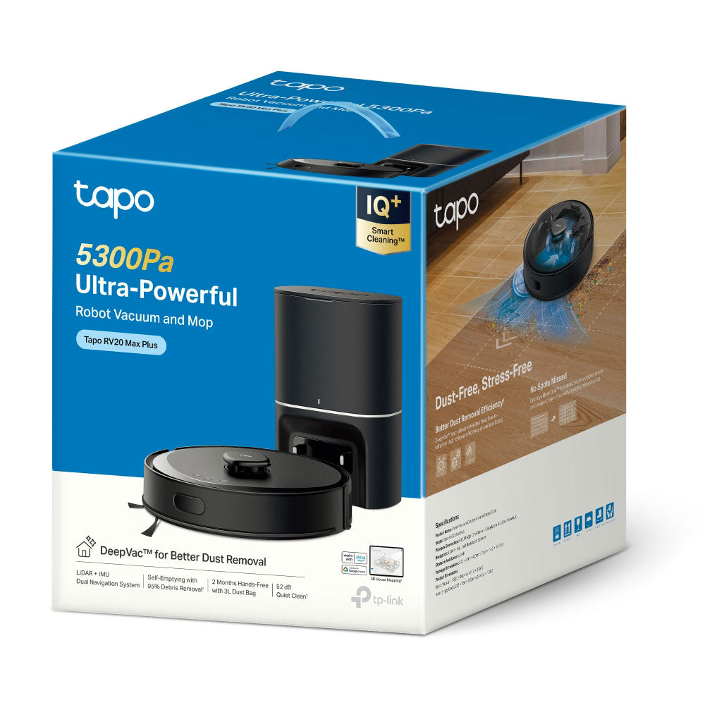 TP-LINK TAPO RV30 MAX PLUS | 5300PA HYPER SUCTION ROBOT VACUUM AND MOP PLUS SMART AUTO-EMPTY DOCK