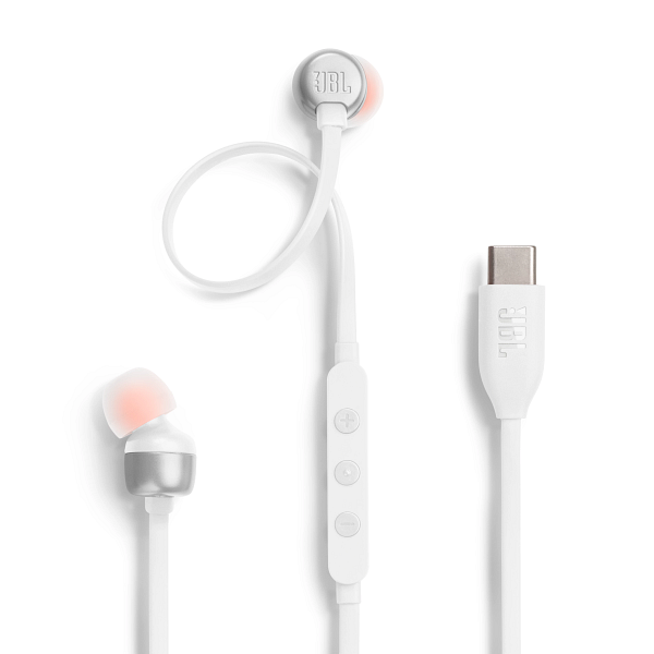 JBL Tune 310C USB In-Ear Headphones with Hi-Res Audio Support and USB-C Connectivity - White