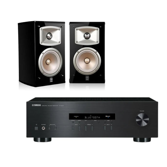 amaha R-S202 Stereo Receiver (Black) + Yamaha NS-333 Bookshelf Speaker - Pair (Black)