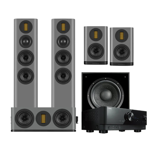 Wharfedale Evo 5.3 Home Theatre System (Grey) + Yamaha RX-V6A AV Receiver (Black)